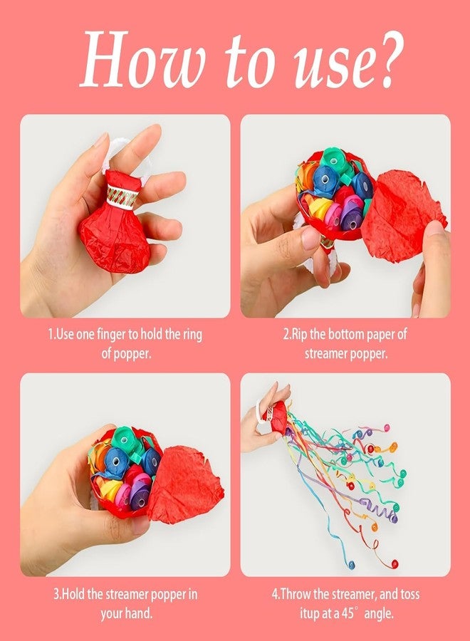 AMFIN Handheld Confetti Streamer Party Poppers - 10 Pack | 30 Streamers Per Popper | 16ft Long Multicolor Ribbons | Safe & Mess-Free Party Decor for Birthday, Anniversary -Multi - Image 4